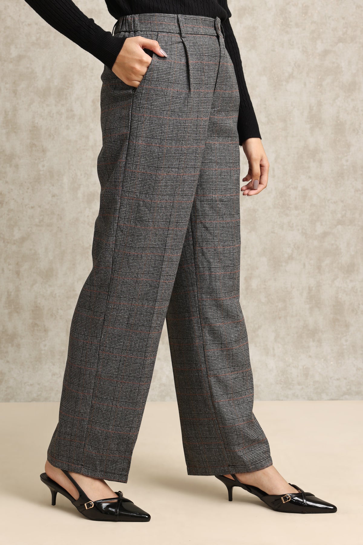 PLAID PERFECTION PANTS-GREY