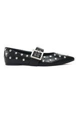 STUDDED POINTED FLATS-BLACK