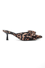 VELVET BOW HEELS-LEOPARD