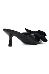 VELVET BOW HEELS-BLACK