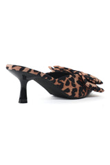 VELVET BOW HEELS-LEOPARD