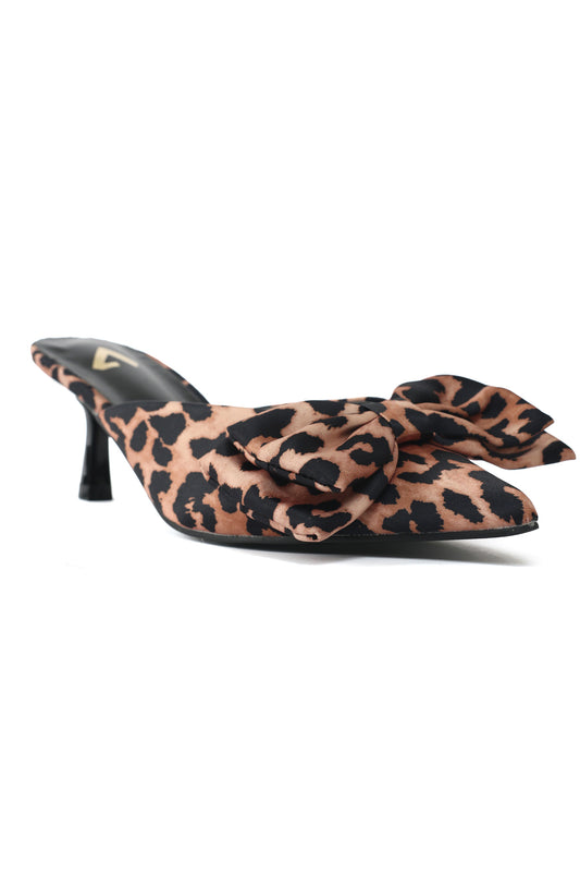 VELVET BOW HEELS-LEOPARD