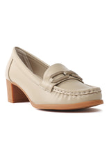 CLASSIC BLOCK HEEL LOAFERS-BEIGE