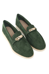 GLEAM BUCKLE LOAFERS-OLIVE