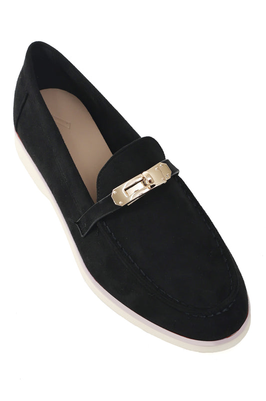 GLEAM BUCKLE LOAFERS-BLACK