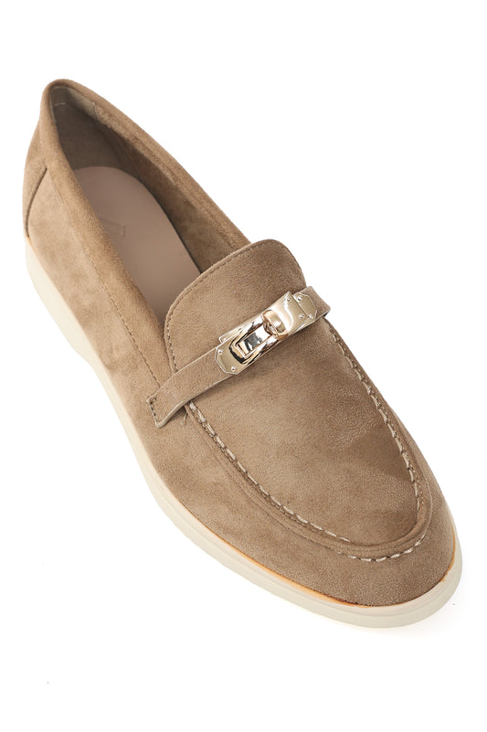 GLEAM BUCKLE LOAFERS-KHAKI