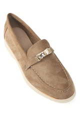 GLEAM BUCKLE LOAFERS-KHAKI