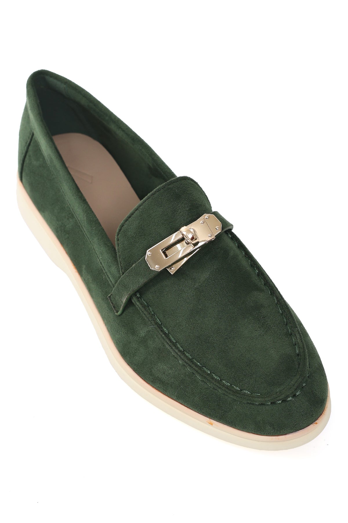 GLEAM BUCKLE LOAFERS-OLIVE