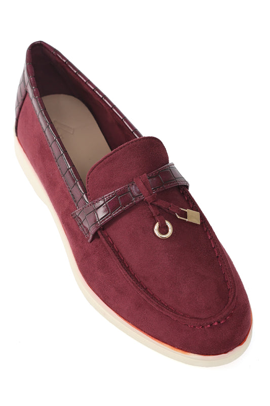 SUEDE CHARM LOAFERS-MAROON