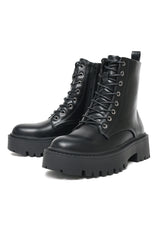 CHUNKY LACE-UP COMBAT BOOTS-BLACK