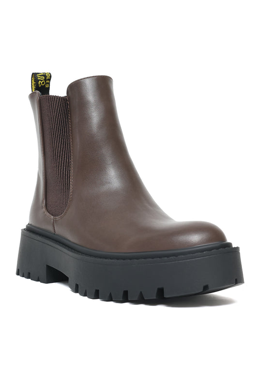 CHUNKY PLATFORM CHELSEA BOOTS-COFFEE