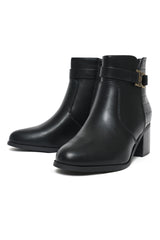 Chic Buckle Ankle Boots-Black