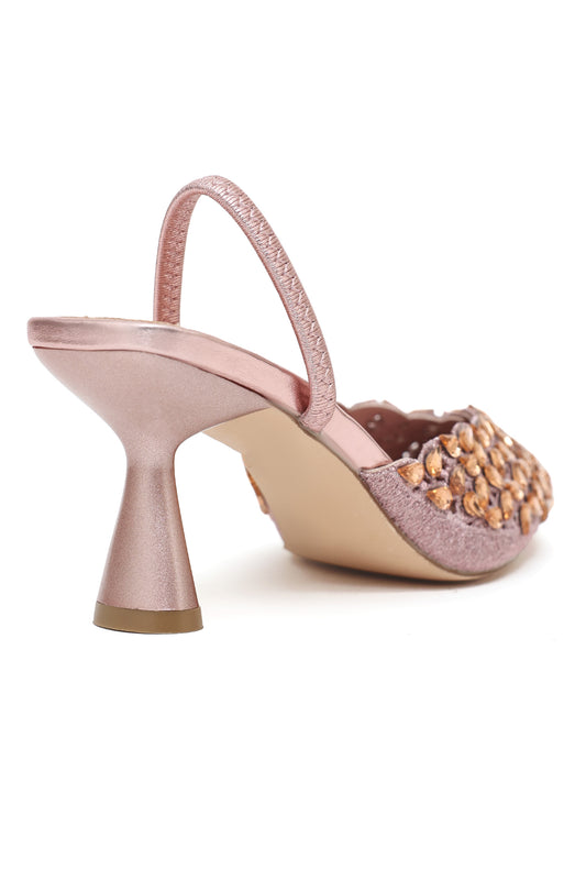 EMBELLISHED SLINGBACK HEELS-PINK