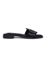 LUXE STUDDED SLIP-ON SANDAL-BLACK