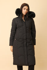 QUILTED LONGLINE JACKET-BLACK