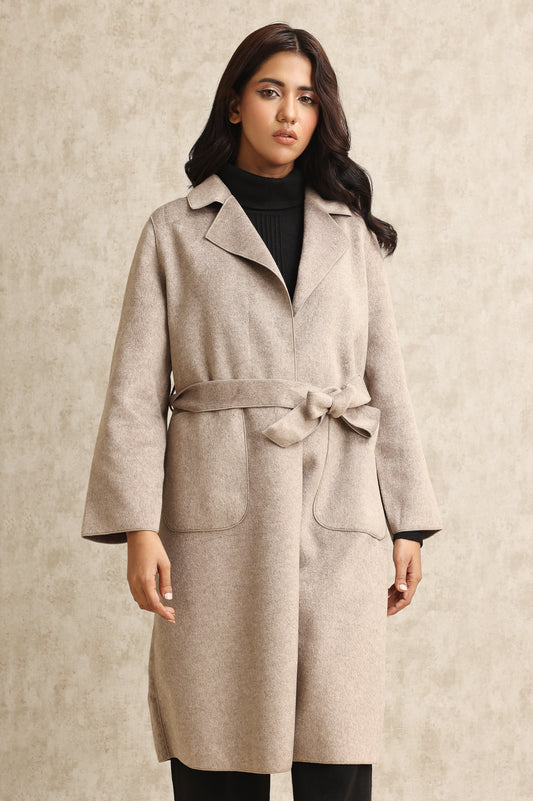 WOOL-BLEND TRENCH COAT-GREY