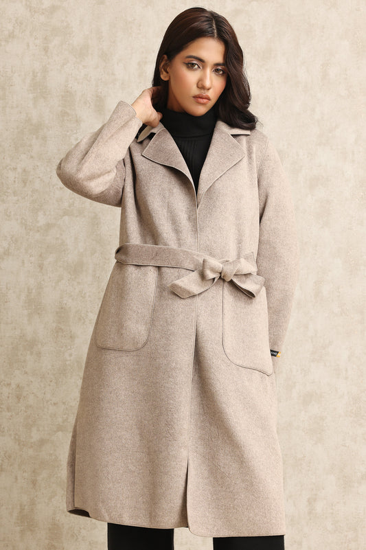 WOOL-BLEND TRENCH COAT-GREY