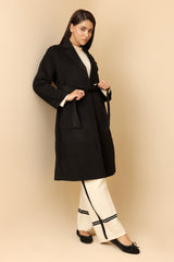 WOOL-BLEND TRENCH COAT-BLACK