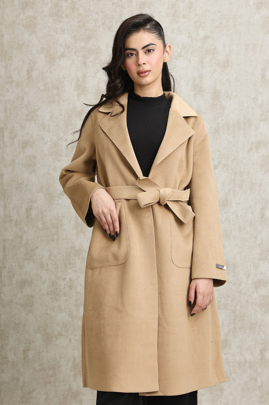 WOOL-BLEND TRENCH COAT-KHAKI