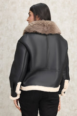 SHEARLING AVIATOR JACKET-BLACK