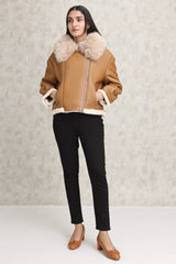 SHEARLING AVIATOR JACKET-KHAKI