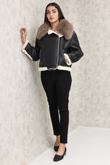 SHEARLING AVIATOR JACKET-BLACK