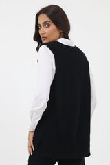 ALMAS SLEEVELESS KNIT SWEATER-BLACK