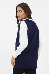 ALMAS SLEEVELESS KNIT SWEATER-NAVY