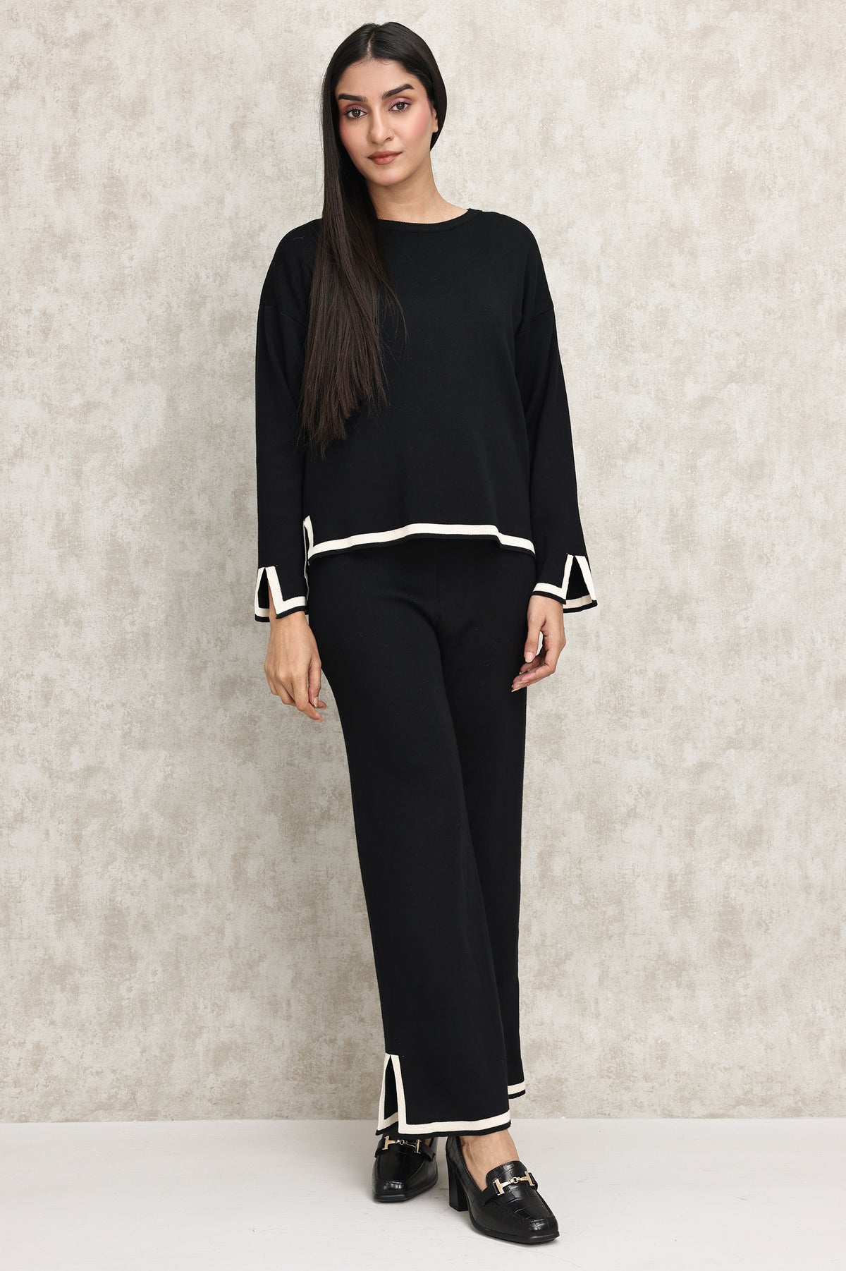 COZY KNIT CO-ORD SET-BLACK