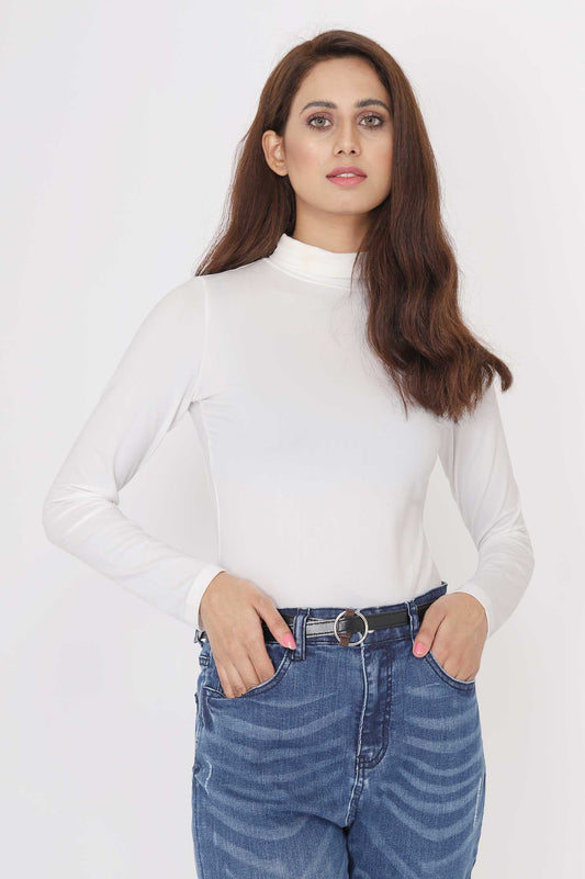 HIGH NECK TOP-WHITE