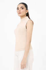 JACQUARD CROP TOP-BEIGE