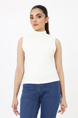 JACQUARD CROP TOP-WHITE