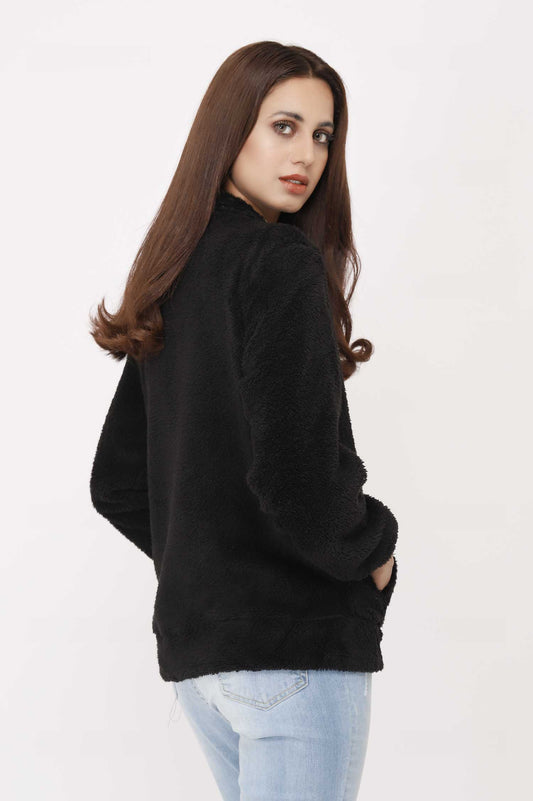 FLUFFY JACKET-BLACK