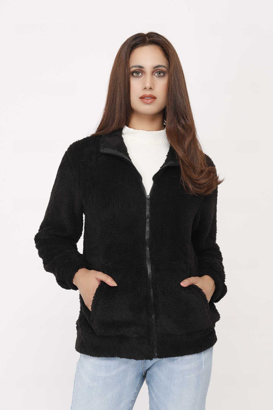 FLUFFY JACKET-BLACK