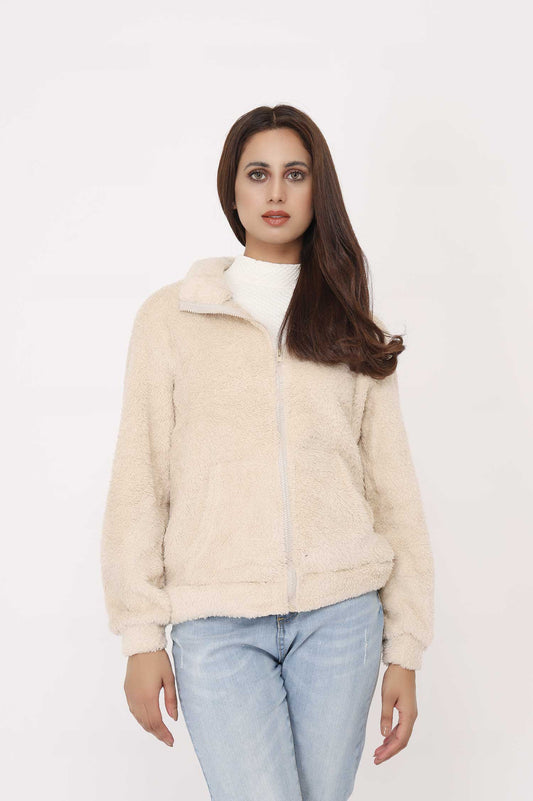 FLUFFY JACKET-BEIGE