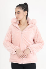 REVERSIBLE PUFFER HOODIE-PINK