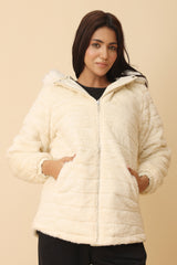 FLUFFY REVERSIBLE JACKET-WHITE