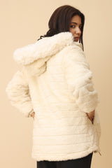 FLUFFY REVERSIBLE JACKET-WHITE