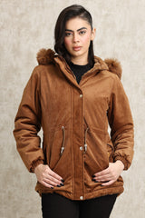 FLUFFY REVERSIBLE JACKET-COFFEE