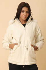 FLUFFY REVERSIBLE JACKET-WHITE