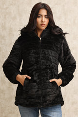 FLUFFY REVERSIBLE JACKET-BLACK