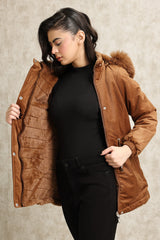 FLUFFY REVERSIBLE JACKET-COFFEE