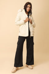 FLUFFY REVERSIBLE JACKET-WHITE