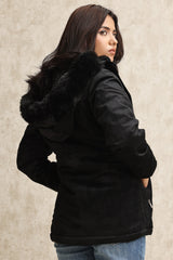 FLUFFY REVERSIBLE JACKET-BLACK