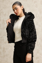 DUAL-SIDED PUFFER JACKET-BLACK