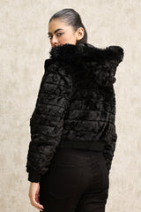 DUAL-SIDED PUFFER JACKET-BLACK