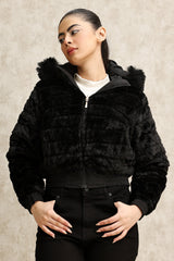 DUAL-SIDED PUFFER JACKET-BLACK