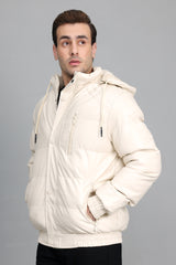 HOODED PUFFER JACKET-WHITE