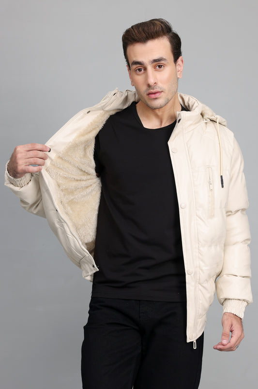 HOODED PUFFER JACKET-WHITE