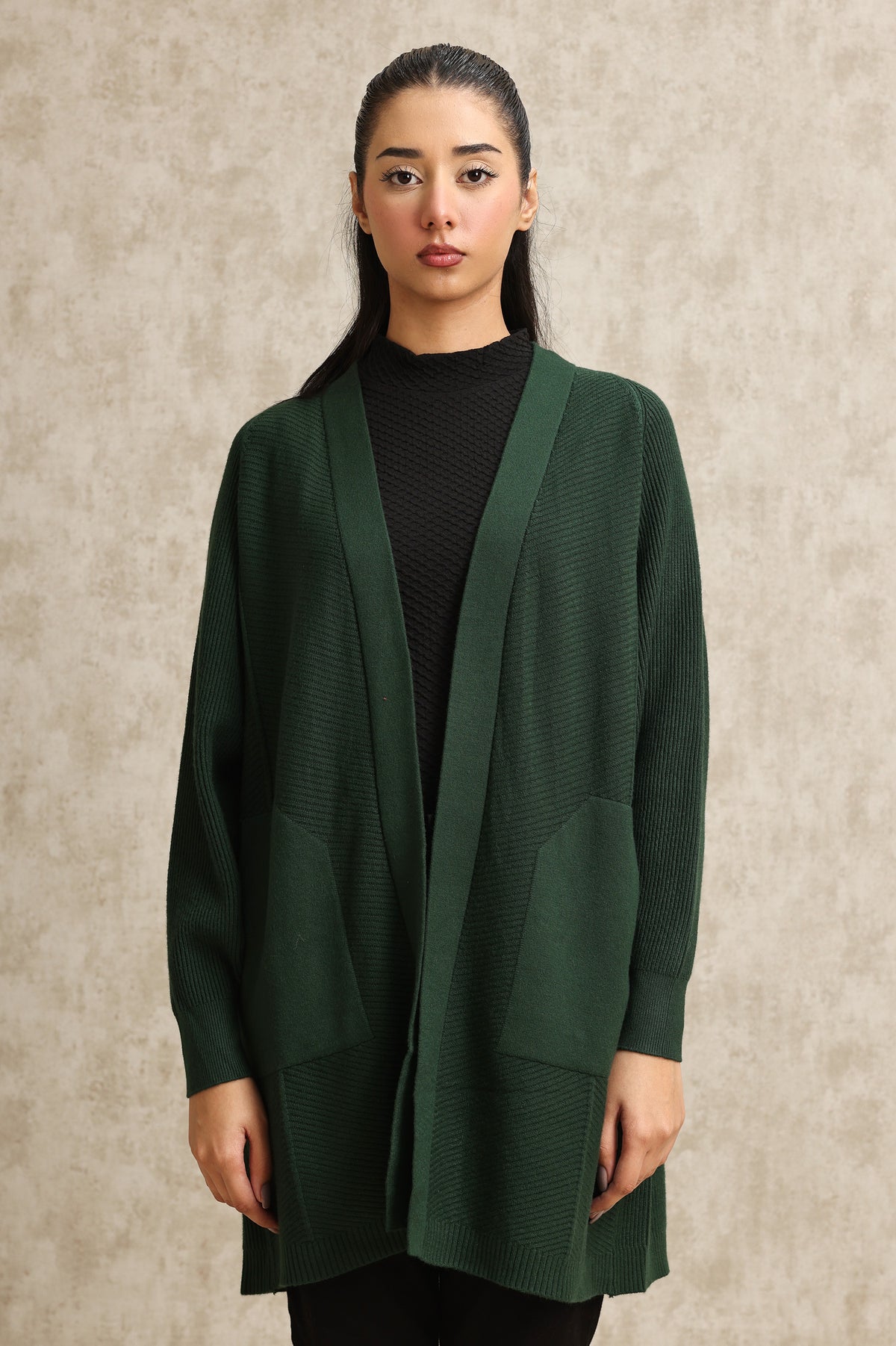 MINIMALIST KNITWEAR CARDIGAN-GREEN